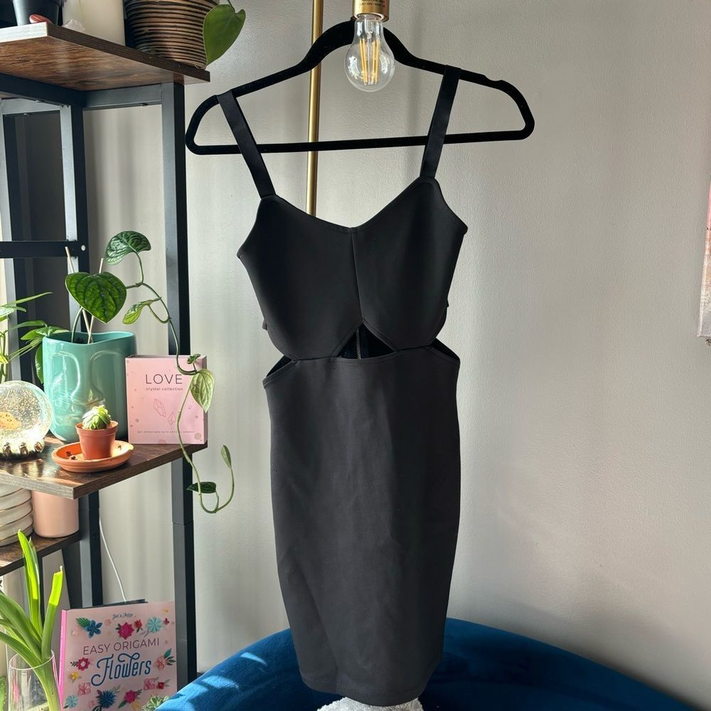 black cut out mini dress